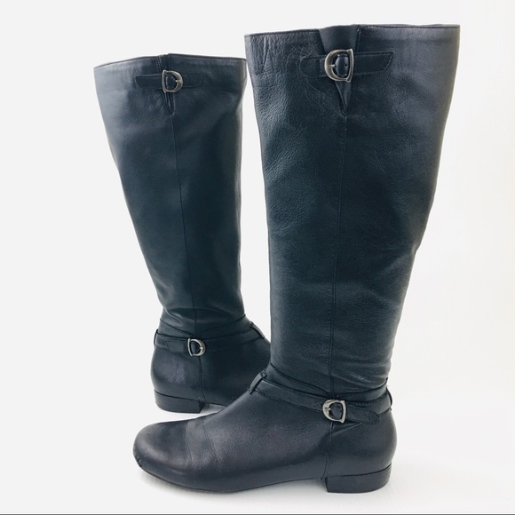 JOAN & DAVID Black Leather Knee Boots - Picture 2 of 16